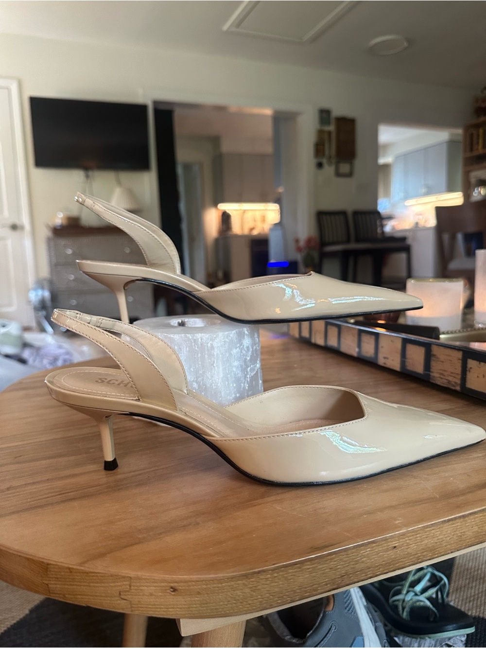 Schultz Paola Nude Patent Slingback Kitten Heels New Size 8.5B Stunning